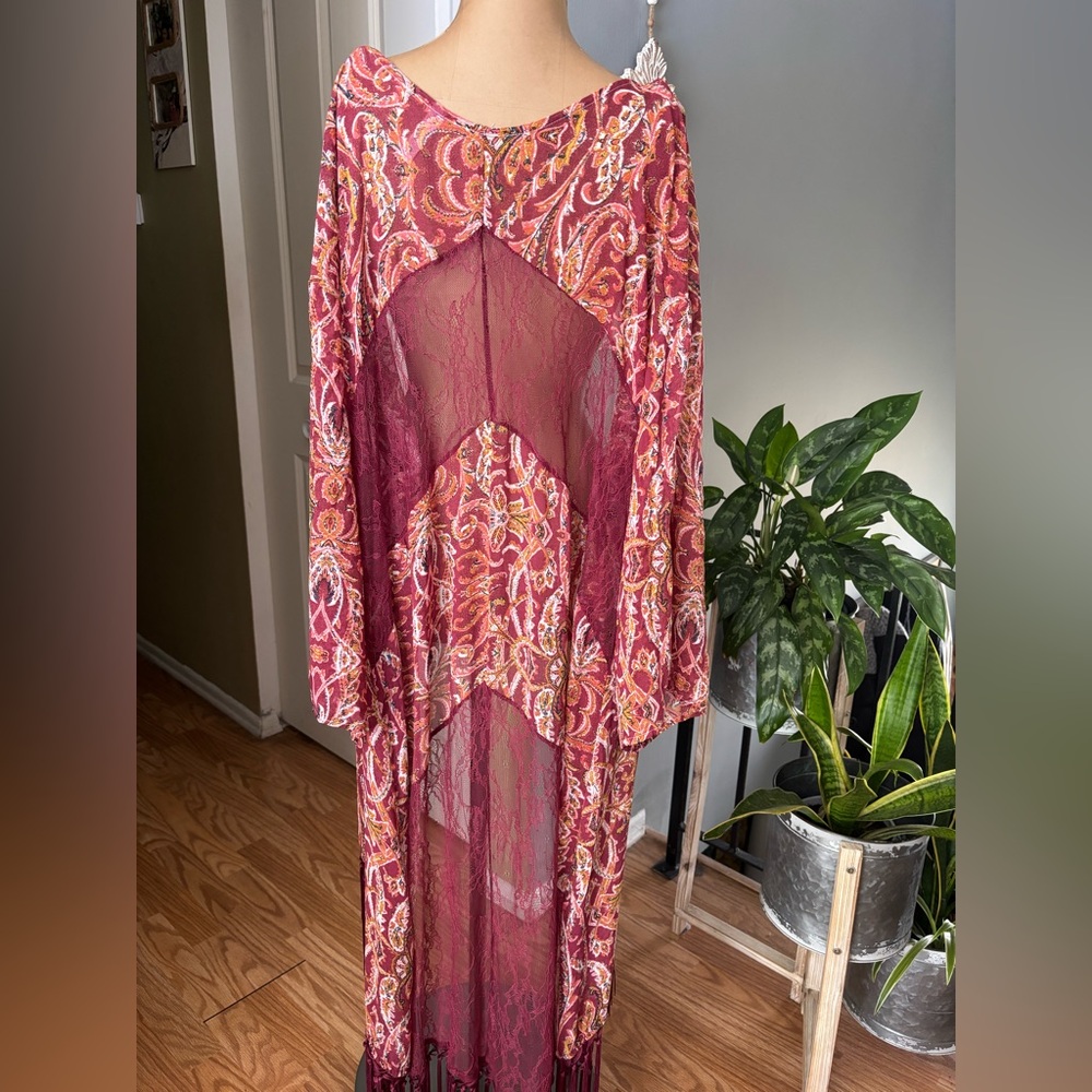 Xhilaration Boho Hippie Cover Up Kimono Paisley Print XL